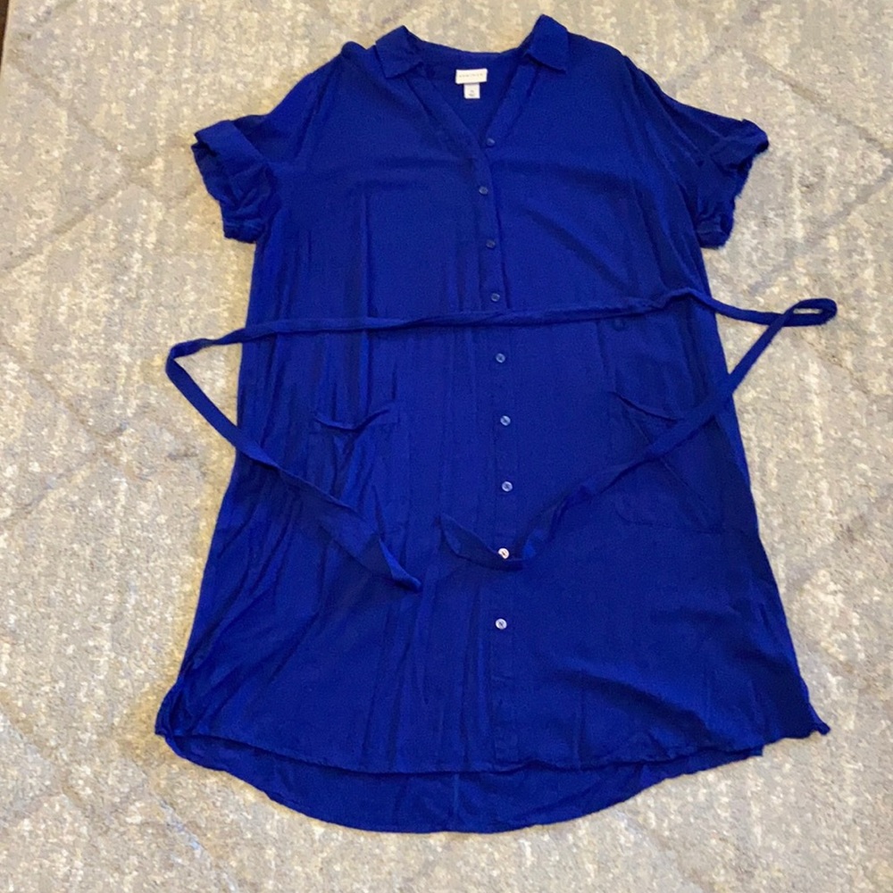 Ava & Viv Royal Blue Button-Up Shirt Dress